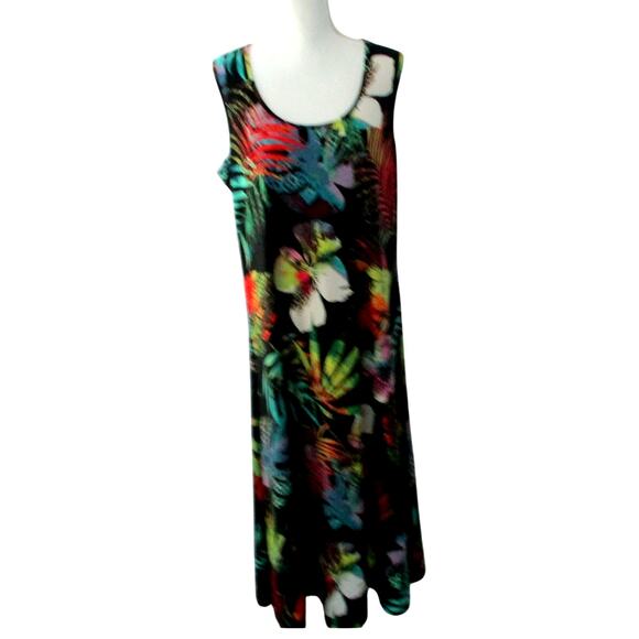 Attitudes By Renee Women's Petite Black Floral Sleeveless Maxi Dress Size XLP - Picture 1 of 11